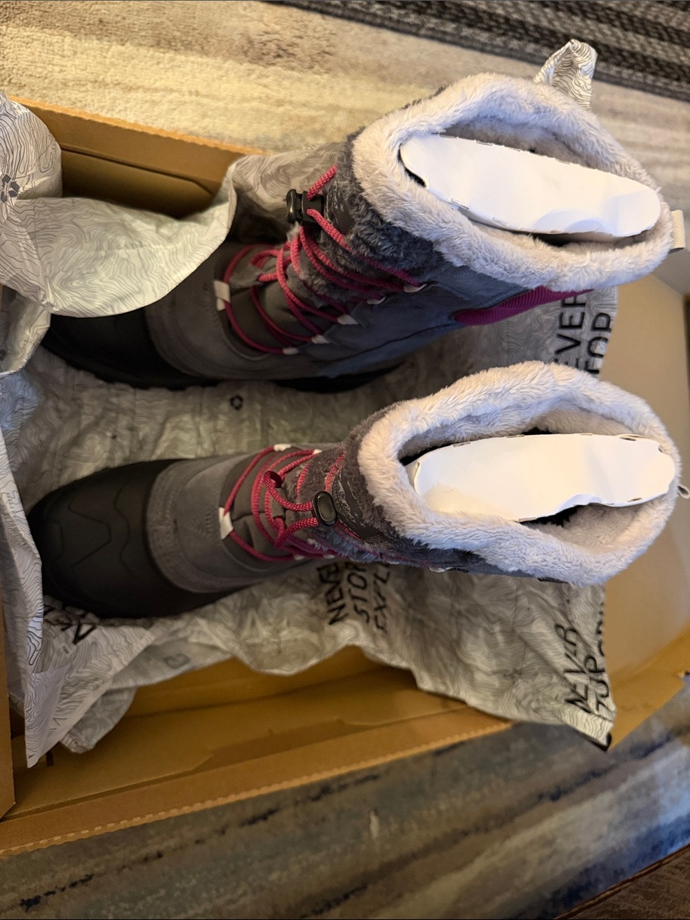 The North Face Shellista Lace Gray Winter Boots with Pink Laces